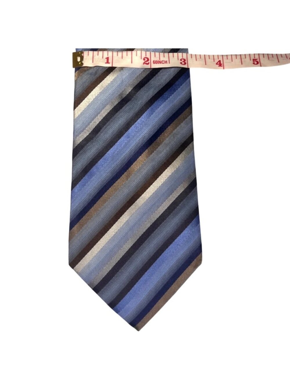 Kenneth Cole Reaction Designer Striped Tie Blue Gray Black Copper Gold (3/$15) - Picture 5 of 8